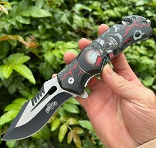 Master USA Spring Assisted HARDCORE SKULL PRINTED ART Handle 8.75