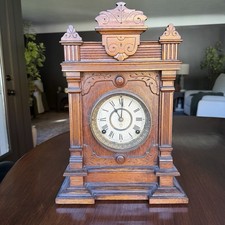 Antique Working Seth Thomas Wood Mantel Clock Marked 1895 picture