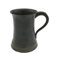 Victorian Period Peweter Tankard with Glass Bottom Antique c1850s  picture