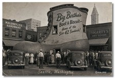 Vintage‑STYLE  ART 1930s RPPC-BIG BERTHA'S BOOT & BISCUIT SEATTLE WA-FAUX PHOTO picture
