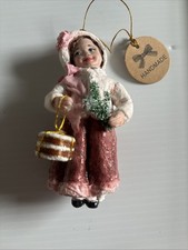 Handmade Spun Cotton Christmas Ornament Victorian Style Girl Retro NEW 5” picture