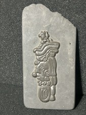 Vintage Slate Carving #24 By Garcia Sisters Belize 5.5” Trophy Head Temple Tikal picture