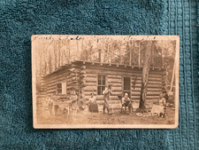 RPPC Boy River Cass Co Minnesota Log Cabin Family Posted 1913 Scrapbook Find picture