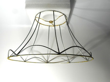 Vintage Victorian Large Scalloped Wire Lamp Shade Frame Rare Antique Metal Form picture