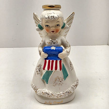 Vintage Telsco July Angel Figurine Japan Patriotic Ceramic Birthday Month 5