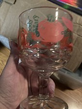 VINTAGE COCKTAIL BLOODY MARY RED GREEN TOMATO GLASS LARGE HEAVY STEMWARE picture