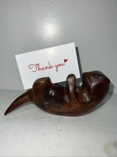 Vintage Hand Carved Wooden Otter 6.5” Long Card Holder Sculpture Mexico Made picture