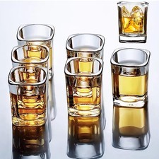 Heavy Base Shot Glasses Set 6 Pack 2.2 Oz Clear Square Shot Glasses picture