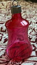 Vintage Premier Christmas Bell Ornament- Unsilvered Red Glass, WWII era picture