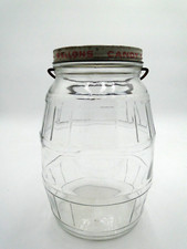 Vintage 1930’s - 1940’s Wellons Fruit Balls Dunn N.C. Glass Barrel Jar For Candy picture