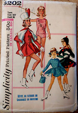 NEW 1965 SIMPLICITY 6202 Girls Twirler Majorette Skating Costumes Sz 16T Bust 36 picture