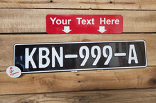ALL BLACK Euro, European License Plate. Embossed - ANY TEXT, TAG, BMW, CUSTOM picture