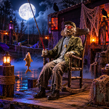 Home Accents 6.5 FT Dead Water Animated LED Fisherman Rocking 25PA04070 picture