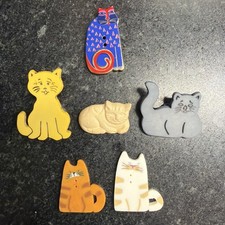 Vtg Laurel Burch Cat Button Made By Dill + 5 Cat Buttons Sewing Craft picture