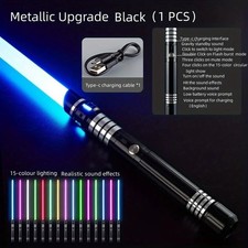 Metal Black Hilt 15 Color Star Wars Single Bladed Lightsaber Replica Sound FX picture