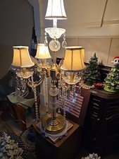 Huge Antique RARE  Crystals 5 lights  Candelabra/Banquete Lamp Table Chandelier  picture