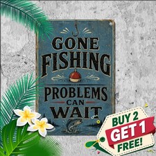 Funny Fishing Slogan Metal Sign Retro Angler Cabin Wall Art Decor 8x12 picture