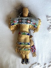 1900s Lakota Native American Handmade, 12” Doll, Finely Beaded, Human Hair picture