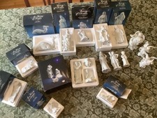 Vintage 1980's Avon Christmas White Bisque Porcelain Nativity Set 18 pcs picture