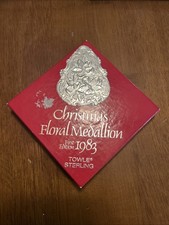 1983 Towle 925 Sterling Silver Christmas Floral Medallion Ornament 11.2 Grams picture
