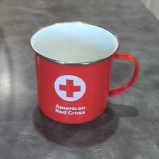 Red Cross Red Enamel Camp Mug Cup, White Interior, Hand Wash Only picture