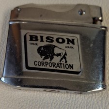 Vintage Shaw Barton Bison Co Silver Chrome Lighter Japan Collectible Metal picture