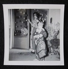 Vintage Snapshot Photo Child in Halloween Costume Trick or Treating picture