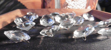 19 Salvaged Vintage Czech Octogonal Crystal Chandelier Pendant Bead Prisms 2 Pin picture