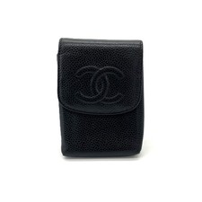 Chanel cigarette case, caviar leather, COCO Mark,black pre-owned. picture