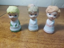 Set of Three (3) Enesco's Sundays Child Bisque Thimbles picture