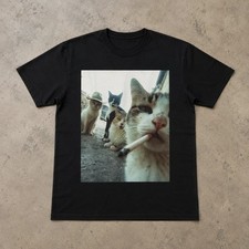 Funny Smoking Cat Meme T-Shirt - Featuring a Smoking Tabby Cat Design picture