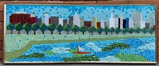 Vintage MCM Multi-Color Cityscape Mosaic Wall Hanging Mid Century Modern 60s picture