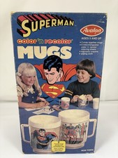 Vintage 1978 Avalon Superman Color ’n Recolor 2-Piece Plastic Mug Set  picture