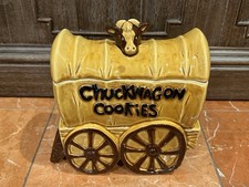 NORITAKE NORCREST CHUCKWAGON COOKIES WESTERN TAN BROWN COOKIE JAR LID MCM 1970S picture