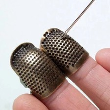 2PCS Vintage Adjustable Thimble Ring Non-Slip Sewing Finger Sleeve Protects picture