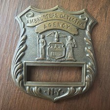 Vintage, Obsolete  Detective  Badge  New York Agency picture