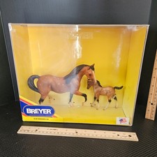 Breyer Classic 3097 ARABIAN MARE & FOAL Dapple Brown Set 1997 Package Wear NEW picture