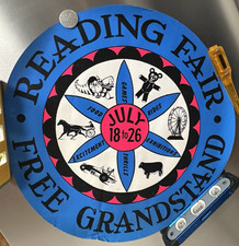 Vintage 1950s Reading Fair PA Poster Sign - Free Grandstand Race Cars 21