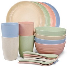 Shopwithgreen Wheat Straw Dinnerware Sets for 4, 20 PCS Medium, 20PCS-Blush  picture