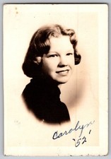 Vtg B&W Snapshot Pretty Smiling Young Woman Carolyn Short Wavy Hair Portrait picture