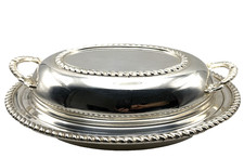 Vintage ENGLISH SILVER MFG Corp USA Silverplated Lidded Oval Entree Serving Dish picture