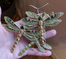 VTG Enamel cloisonné NYCO Nicki Yassaman Bug Ornaments, 4 Dragonflies Ornaments picture