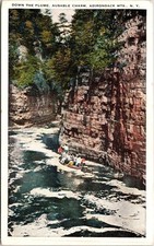 Boating Down Scenic Flume Ausable Chasm Adirondack Mts NY Postcard Unused UNP picture