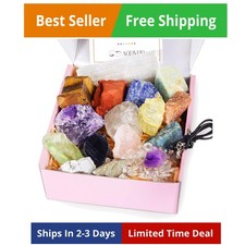 17Pcs Crystals and Healing Stones, 14Pcs Real Raw Chakra Stones Set, Selenite... picture