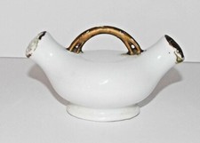 Vintage Two in One Salt Pepper Shaker 4in Germany 2 in 1 White Gold picture