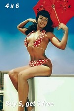 4x6 🟢 - Bettie Page - Retro Pin-Up - 1960s - Historic Glamour - Photo picture