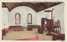 INTERIOR OF OLD BLANDFORD CHURCH POSTCARD PETERSBURG VA VIRGINIA 1930s picture