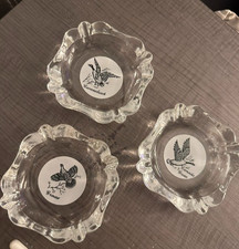 Lot of 3 VTG Glass Ashtrays Game Birds Canada Goose, Grouse, & Canvasback picture