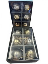 Pottery Barn Vintage Mercury Glass Ball Ornaments Gold Silver Set of 12 picture