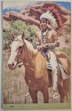 Vintage Postcard Native American Indian On Horse Colorado Springs AA130 picture